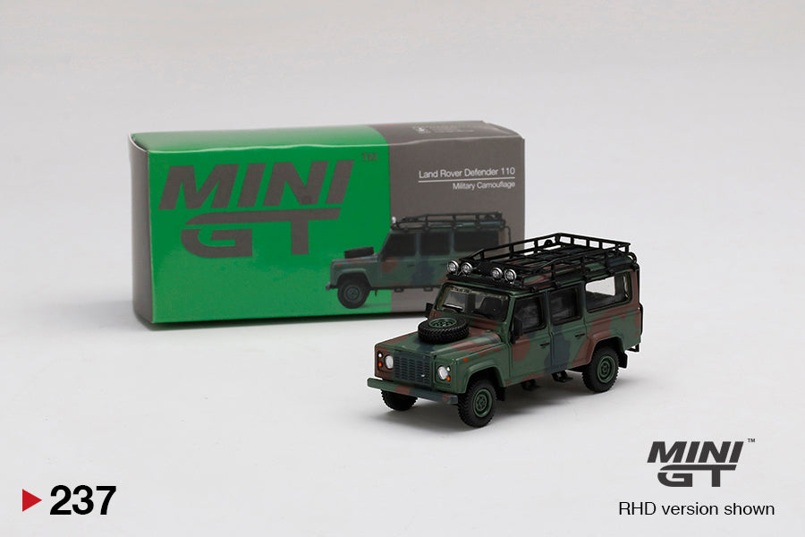 Mini GT HK Exclusive 237 Land Rover Defender 110 Military Camouflage 1:64