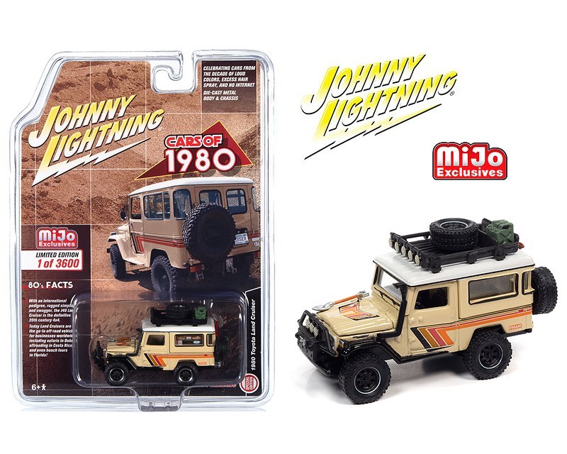 Johnny Lightning Mijo Exclusives 1980 Toyota Land Cruiser Beige Roof Rack 1:64