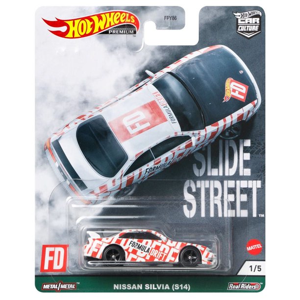 Hot Wheels Slide Street Nissan Silvia S14 Formula Drift with Sterling Protector 1:64