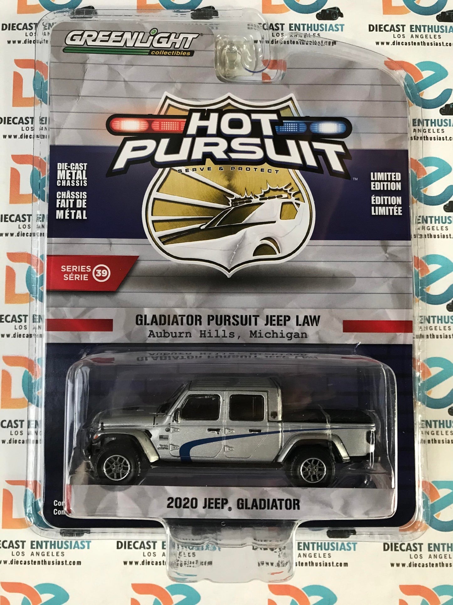 Greenlight Hot Pursuit 2020 Jeep Gladiator Auburn Hills Michigan 1:64
