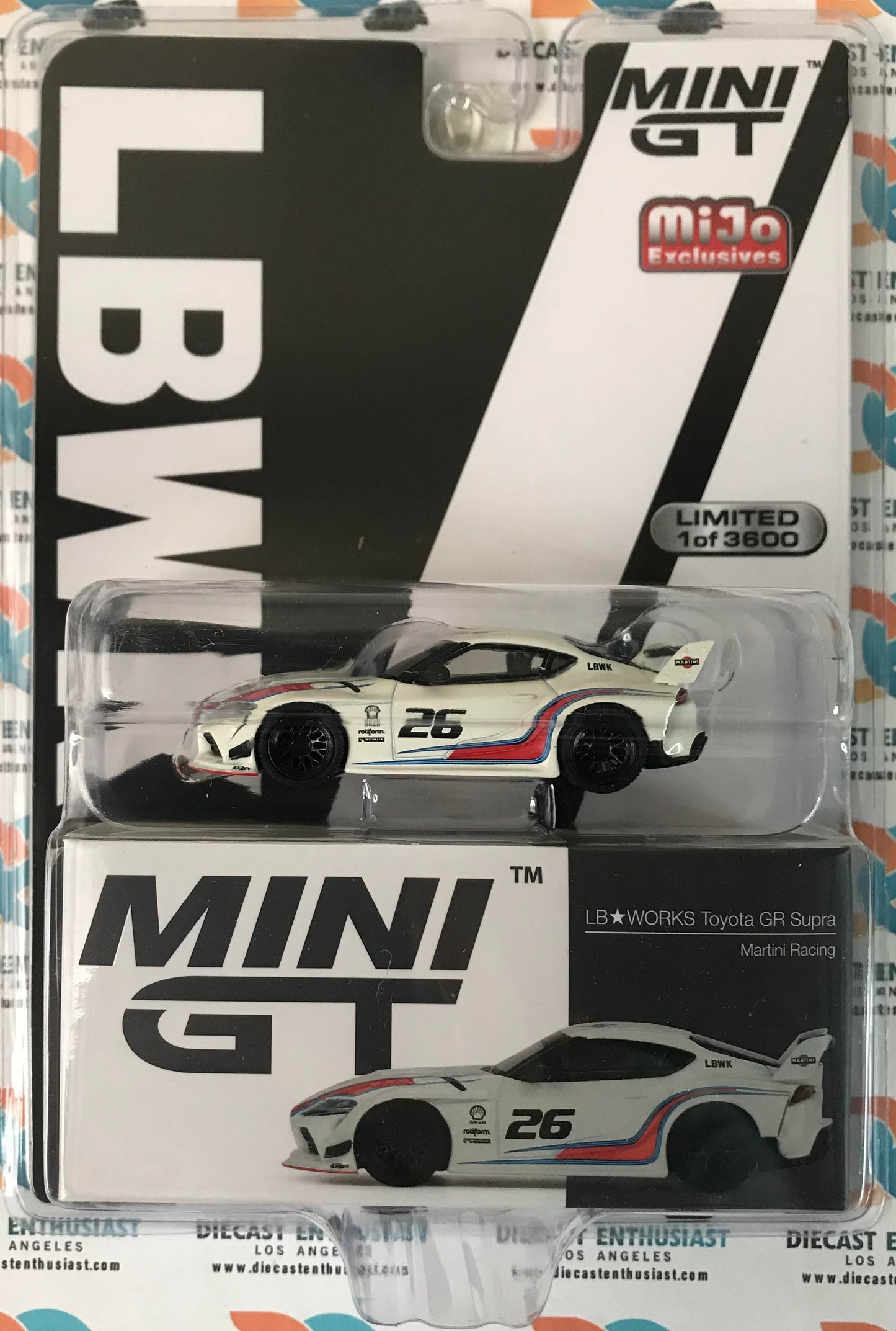 Mini GT Mijo Exclusive 296 LB WORKS Toyota GR Supra Martini Racing 1:64