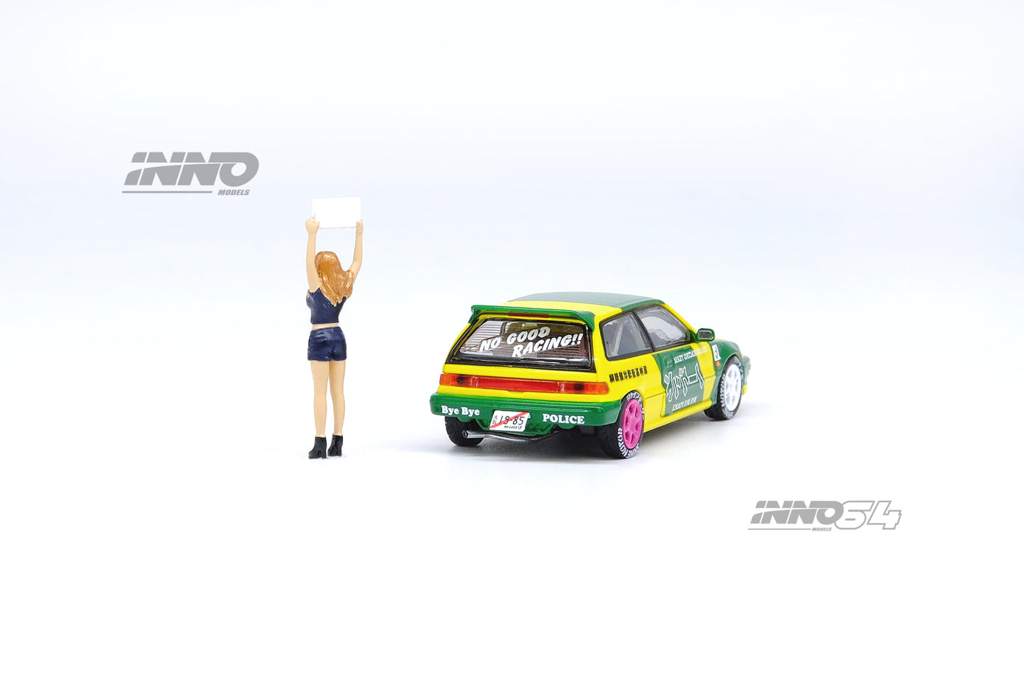 Inno64 Honda Civic EF9 No Good Racing Osaka Auto Messe 2019 Yellow Green 1:64