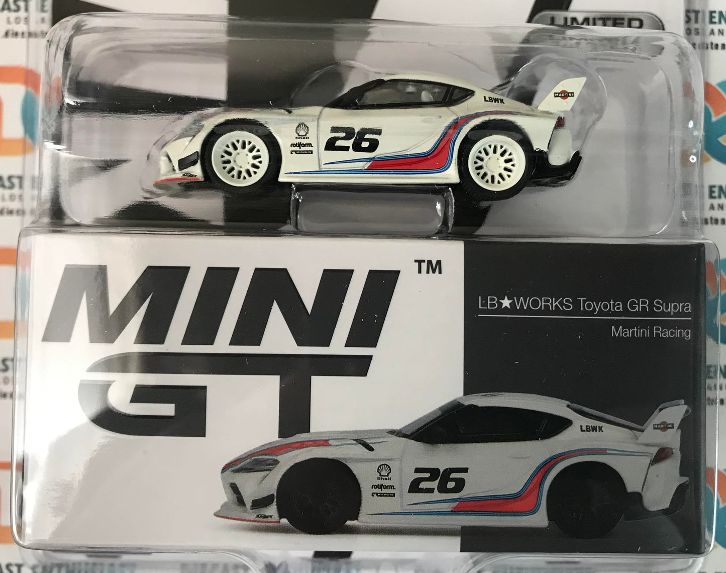 CHASE Mini GT Mijo Exclusive 296 LB WORKS Toyota GR Supra Martini Racing 1:64
