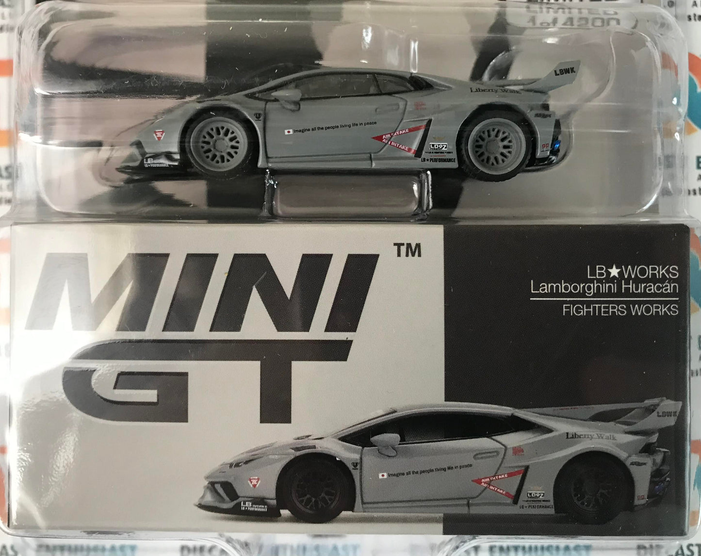 CHASE Mini GT Mijo Exclusives 258 LB WORKS Lamborghini Huracan GT Fighter Matte Grey 1:64