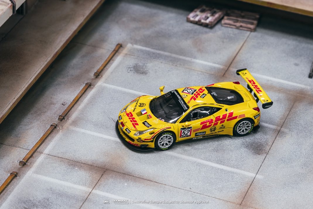 Tarmac Ixo Ferrari 458 Italia GT3 2013 24hour of Spa 2013 DHL Yellow 1:64