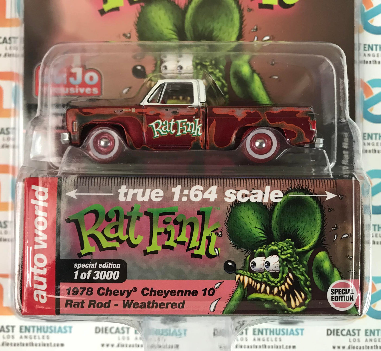 CHASE Auto World Mijo Exclusives Rat Fink 1978 Chevy Cheyenne 10 Rat Rod & Weathered 1:64