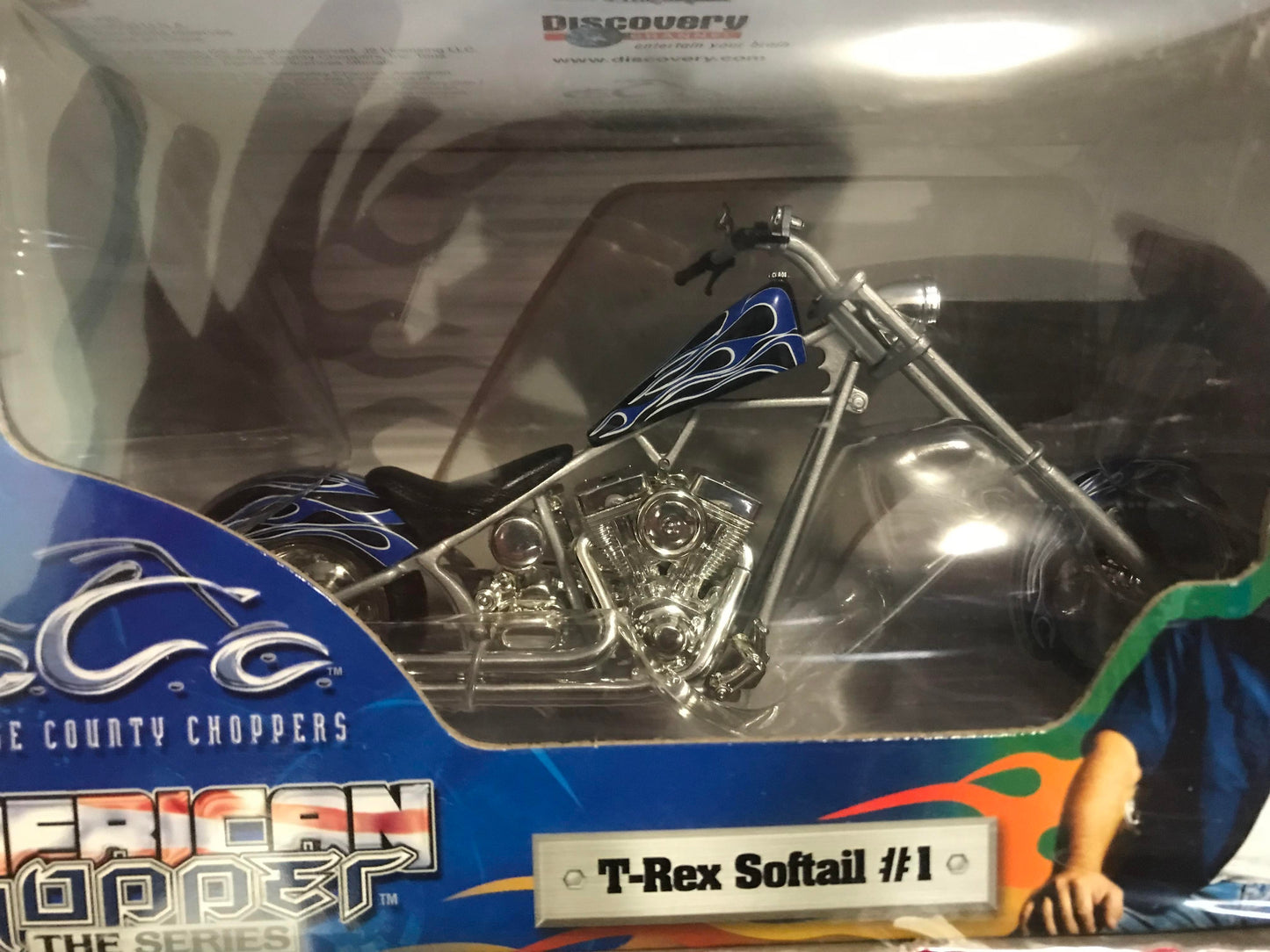 Joy Ride OCC Orange County Choppers Fire Bike Comanche Custom Rigid #2 T Rex Softail #1 1:18