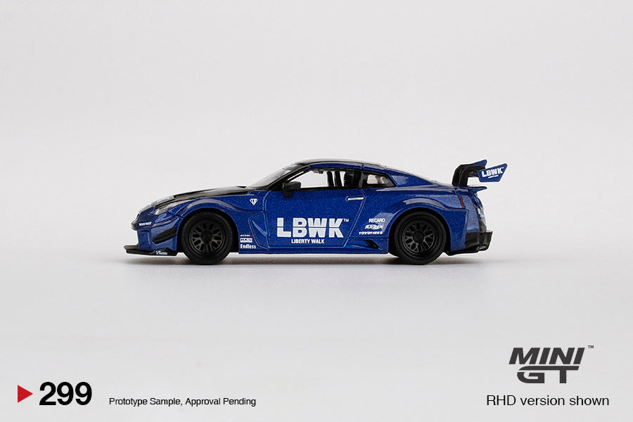 Mini GT Box Version 299 LB Silhouette WORKS GT NISSAN 35GT RR LBWK Blue 1:64