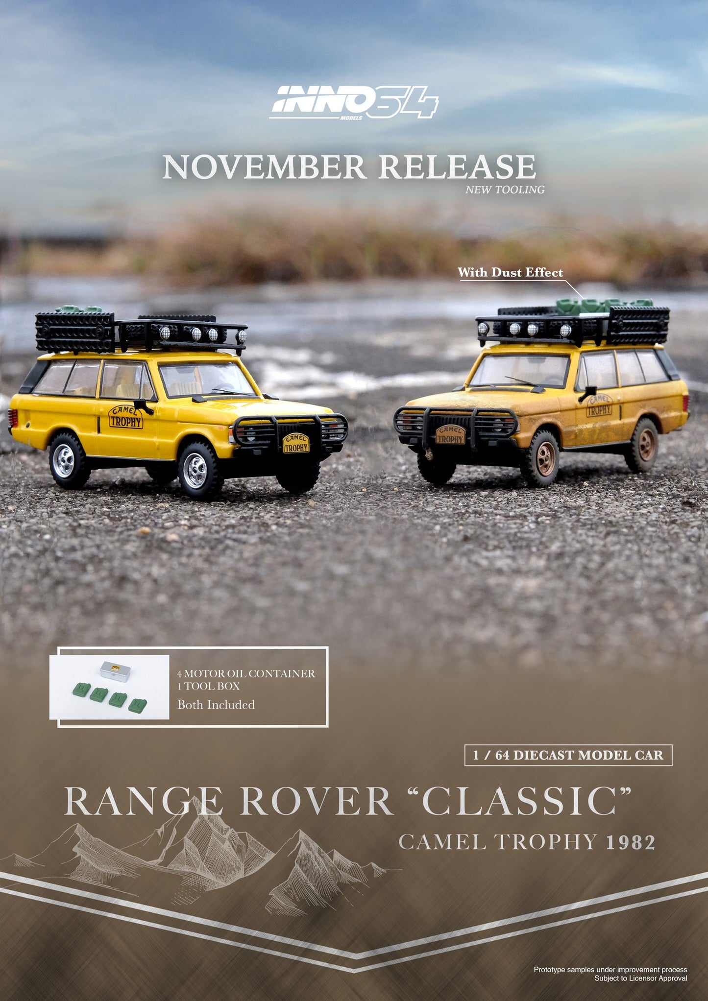 Inno64 Range Rover Classic Camel Trophy 1982 Dust Effect 1:64