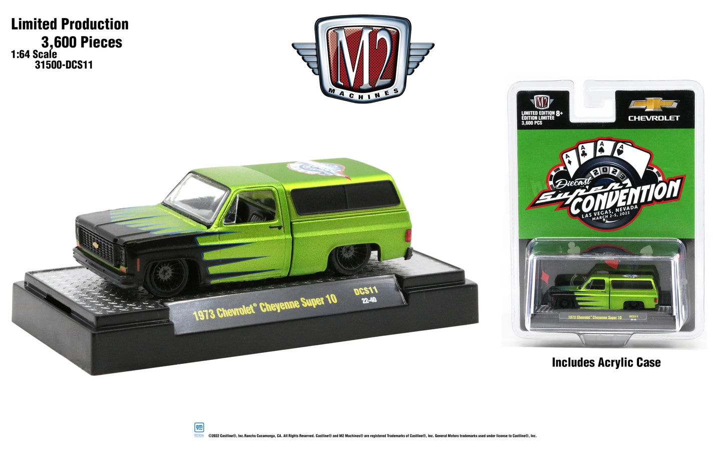 M2 Machines Diecast Super Convention 2023 1973 Chevrolet Cheyenne Super 10 Green 1:64