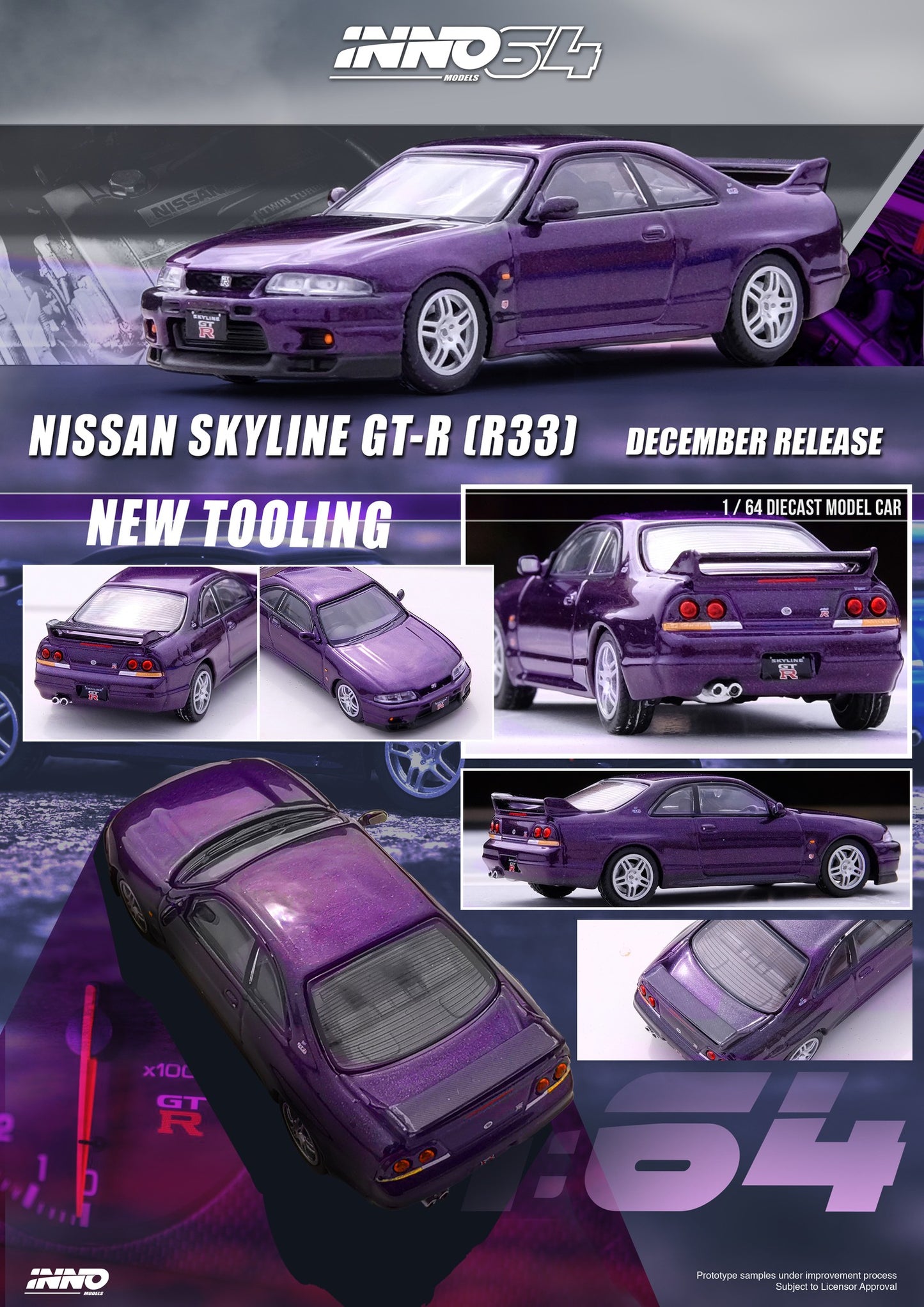 Inno64 Nissan Skyline GTR R33 Midnight Purple 1:64