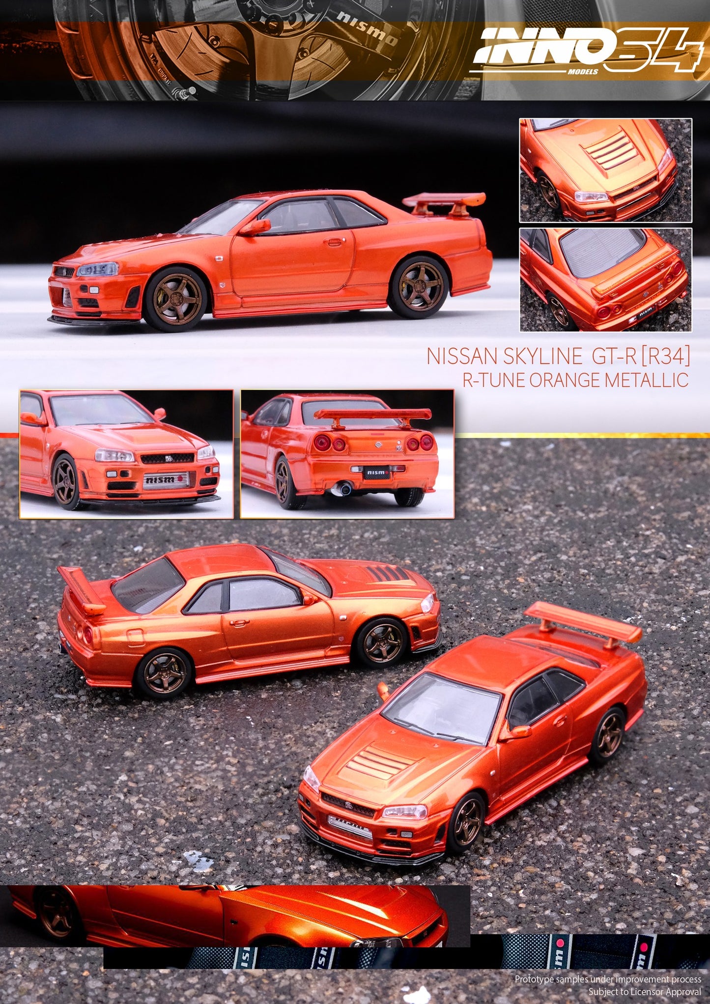 Inno64 Nissan Skyline GTR R34 R Tune Orange Metallic 1:64