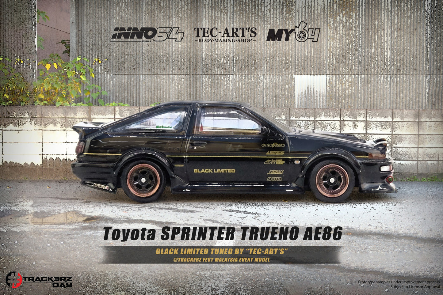 Inno64 Toyota Sprinter Trueno AE86 Black Limited Tunes by Tec-Art's 1:64