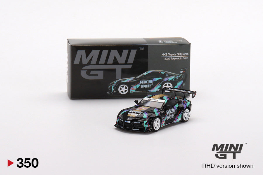 Mini GT Box Version 350 HKS Toyota GR Supra 2020 Tokyo Auto Salon Black 1:64
