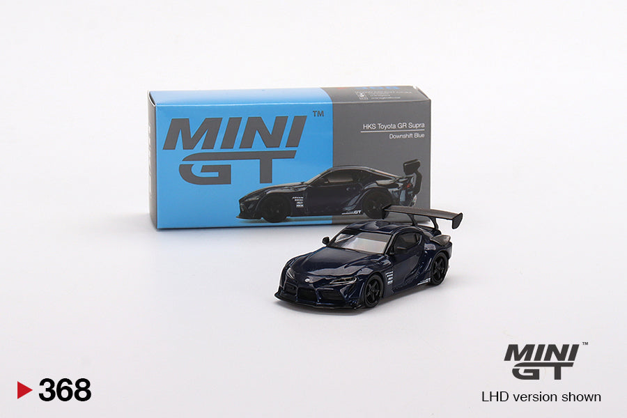Mini GT Box Version 368 HKS Toyota GR Supra (A90) Downshift Blue 1:64