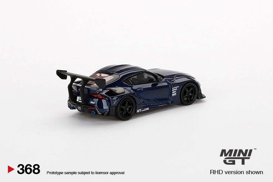 Mini GT Box Version 368 HKS Toyota GR Supra (A90) Downshift Blue 1:64
