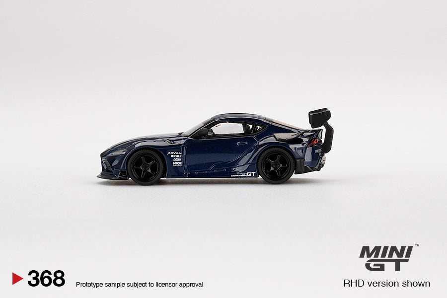 Mini GT Box Version 368 HKS Toyota GR Supra (A90) Downshift Blue 1:64