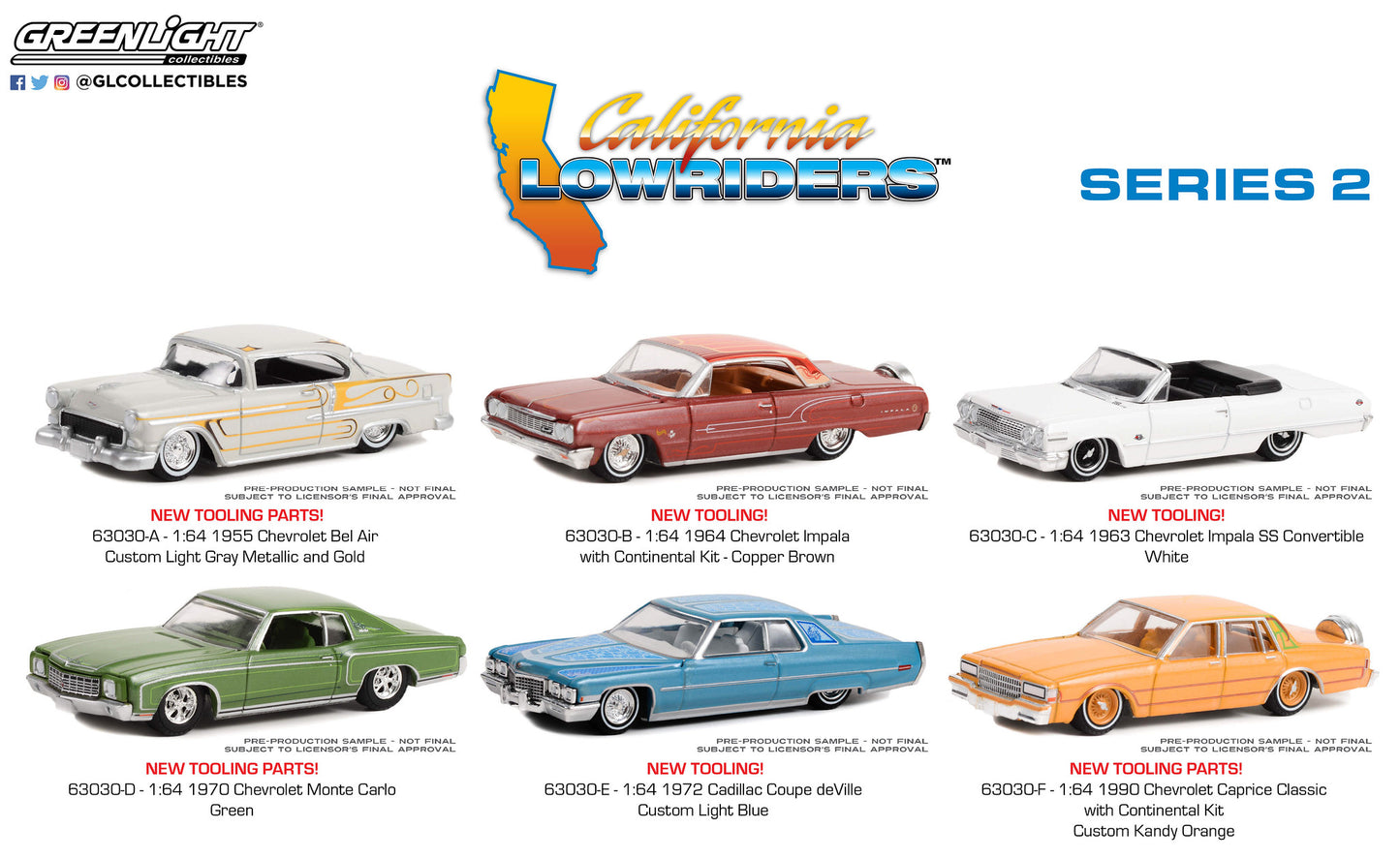 Greenlight California Lowriders Series 2 set of 6 1:64