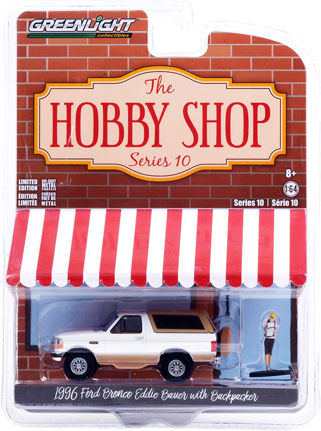 Greenlight The Hobby Shop 1996 Ford Bronco Bauer with Backpacker 1:64