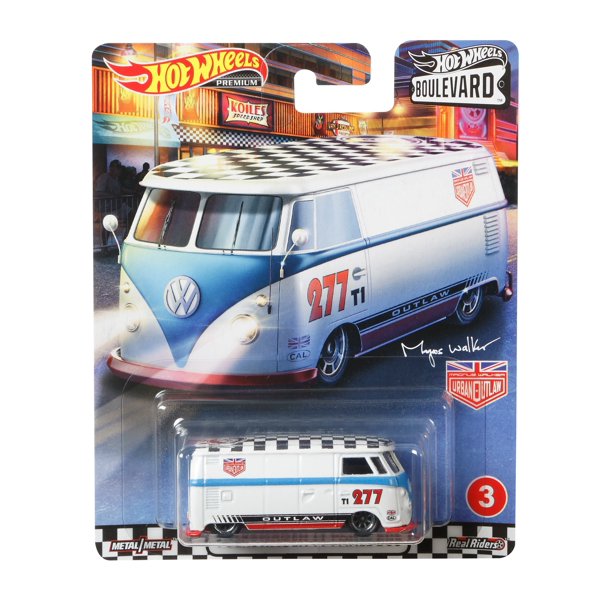 Hot Wheels Boulevard Volkswagen T1 Panel Bus Outlaw with Sterling Protector  Case 1:64