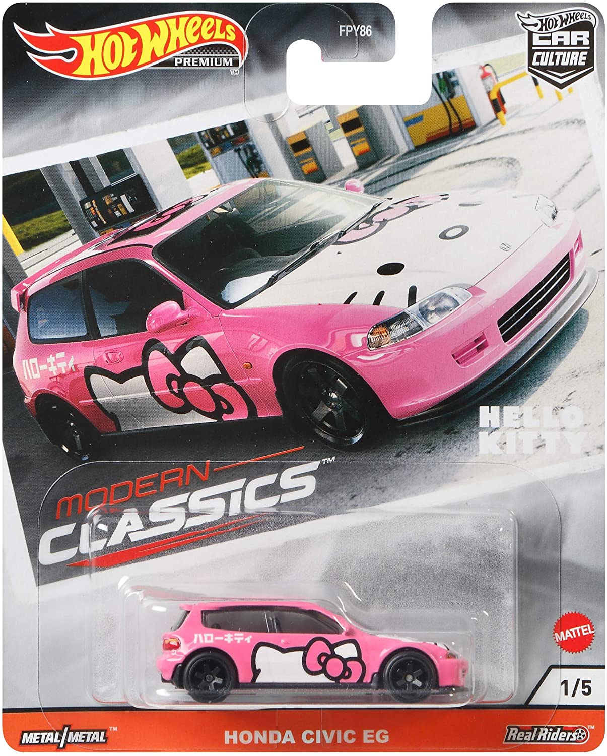 NEW DAMAGE CARD & BUBBLE Hot Wheels Modern Classics Honda Civic EG Hello Kitty 1:64