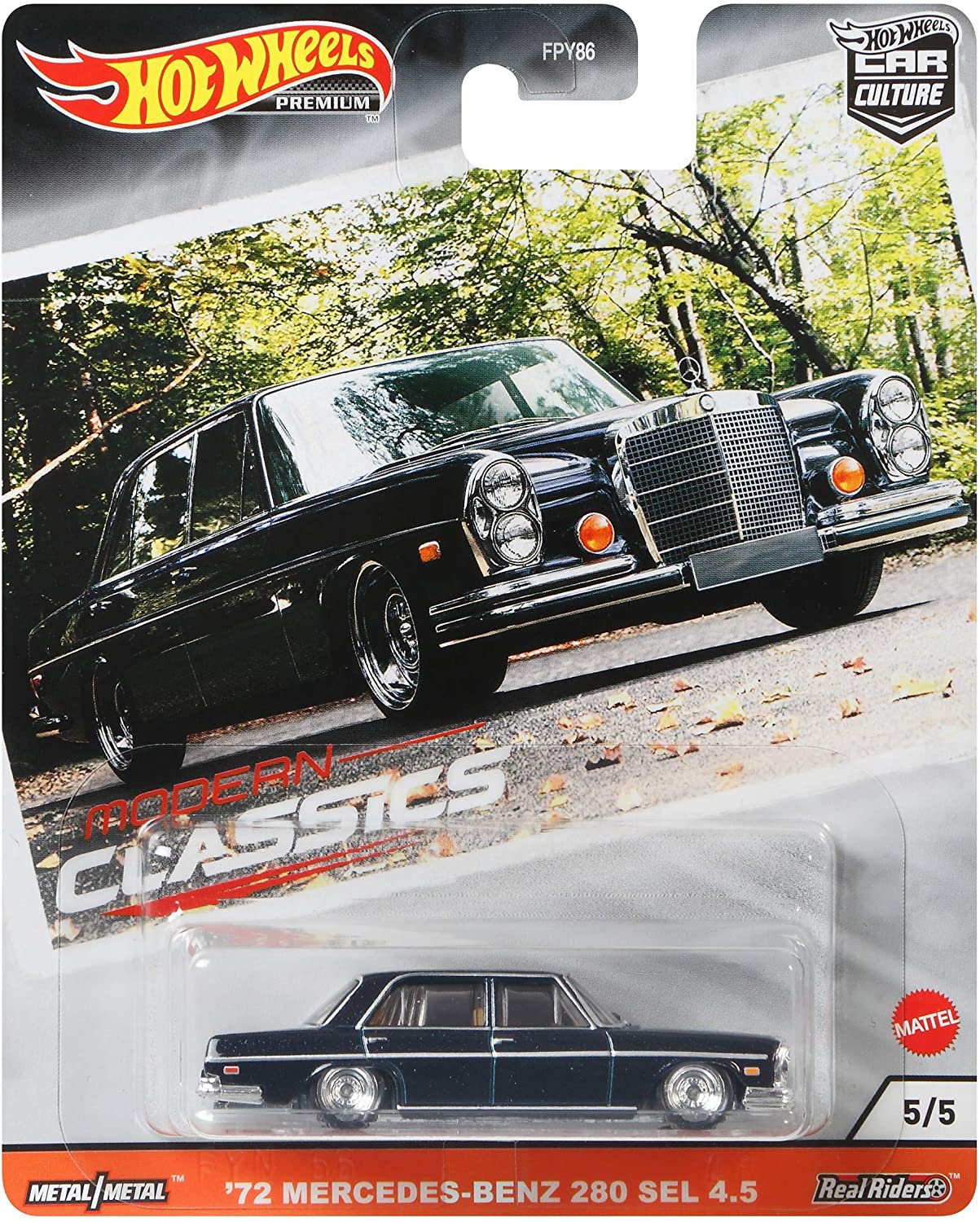 NEW LOOSE DAMAGE CARD & BUBBLE Hot Wheels Modern Classics 72 Mercedes Benz 280 SEL 4.5 Dark Blue 1:64