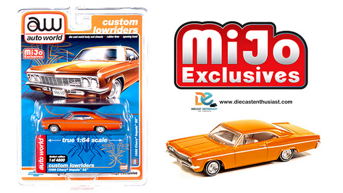 Auto World Mijo Exclusive Custom Lowriders 1966 Chevrolet Impala SS Orange 1:64