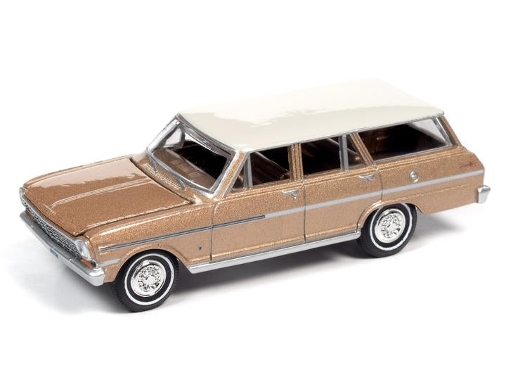 Auto World 1963 Chevy II Nova 400 Station Wagon Brown 1:64