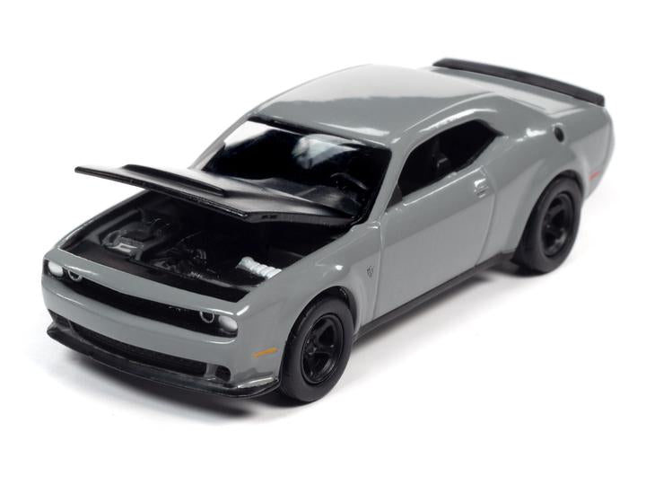 Auto World 2018 Dodge Challenger Demon Destroyer Grey w/Flat Black Hood 1:64