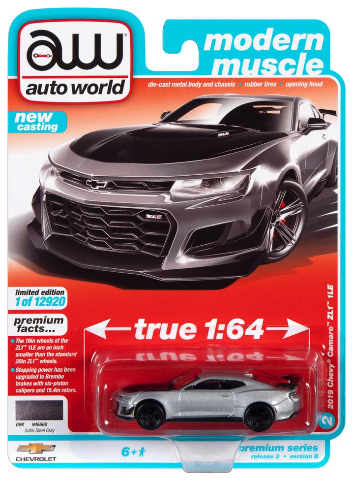 Auto World 2019 Chevy Camaro ZL1 1LE Grey 1:64