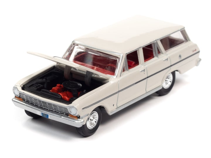 Auto World 1963 Chevy II Nova 400 Wagon Ermine White 1:64