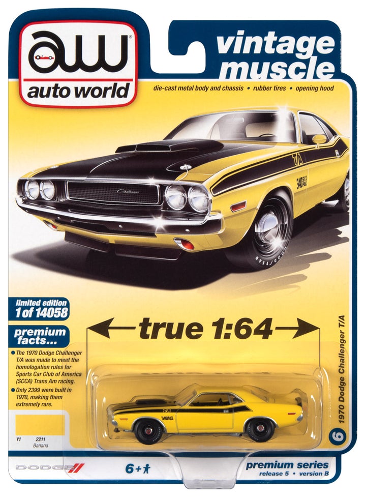 Auto World 1970 Dodge Challenger T/A Banana 1:64
