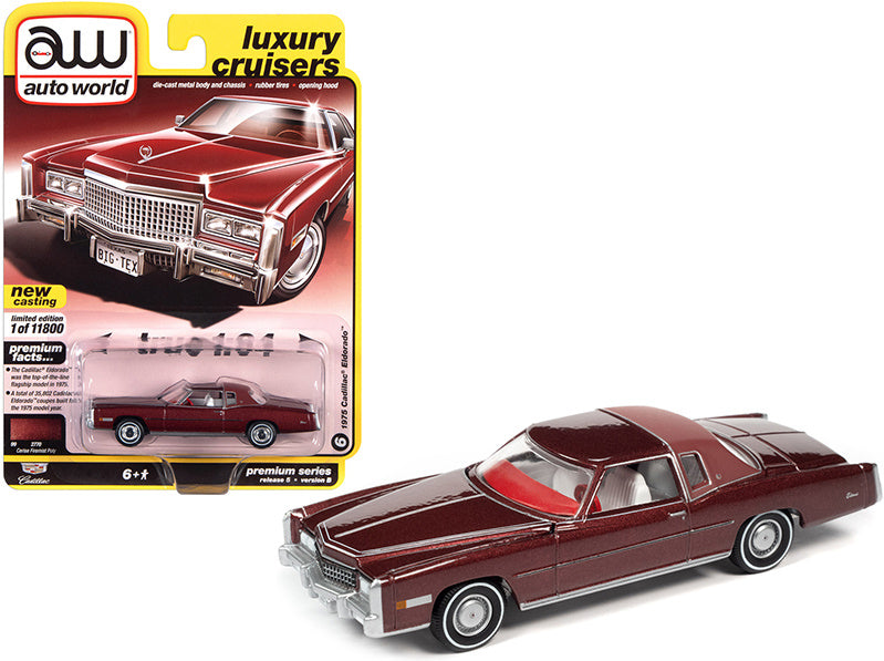 Auto World Luxury Cruisers 1975 Cadillac Eldorado Maroon 1:64