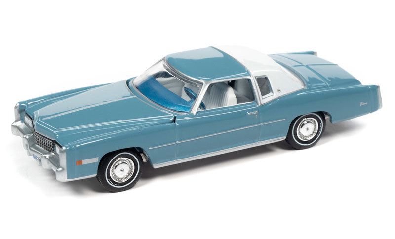 Auto World 1975 Cadillac Eldorado Jennifer Blue w/Flat White Roof Back Section 1/64