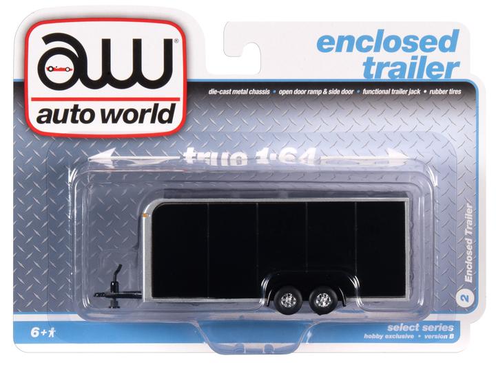 Auto World Enclosed Trailer Black 1:64