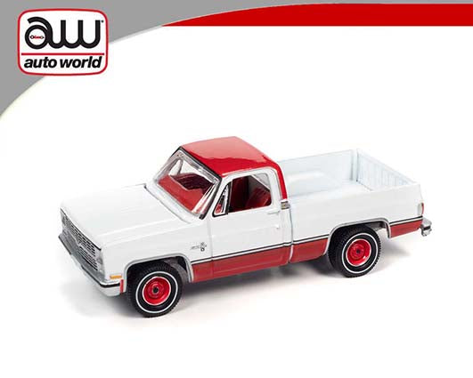 Auto World Muscle Trucks 1983 Chevy Silverado 10 Fleetside White Carmine 1:64