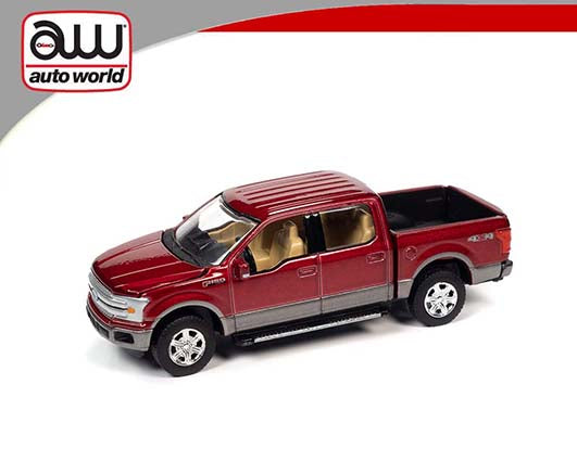 Auto World 2019 Ford F150 Pickup Truck Ruby Red Metallic 1:64