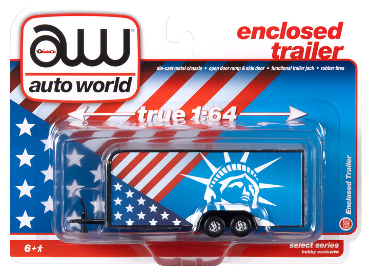 Auto World Enclosed Trailer Patriotic 1:64
