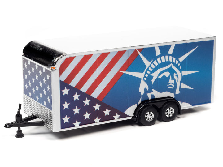 Auto World Enclosed Trailer Patriotic 1:64