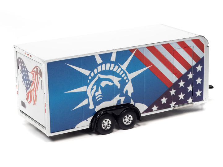 Auto World Enclosed Trailer Patriotic 1:64