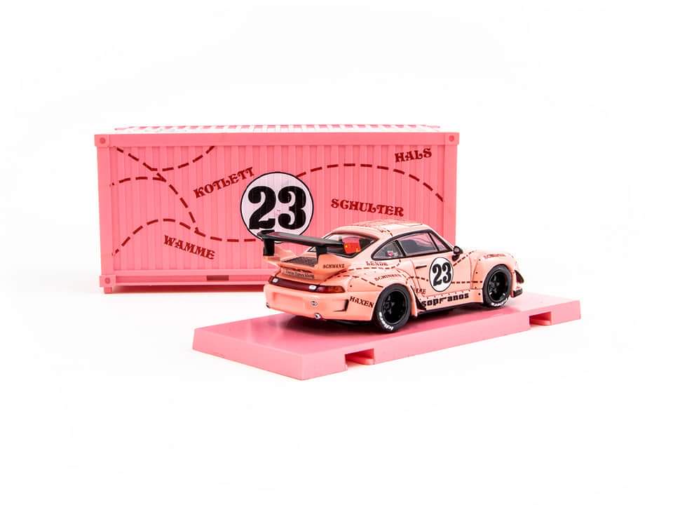 Tarmac Porsche RWB 993 Sopranos Pink Pig with Container 1:64