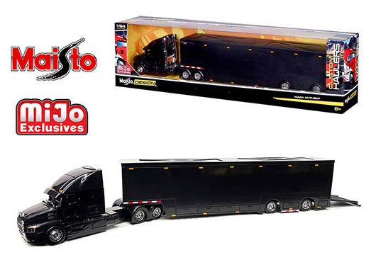 Maisto Mijo Exclusive Custom Hauler Mack Anthem Enclosed Transporter Black 1:64