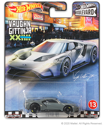 NEW LOOSE DAMAGE CARD & BUBBLE Hot Wheels Boulevard Vaughn Gittin JR Ford GT Grey 1:64