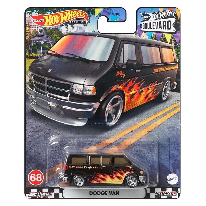 Hot Wheels Boulevard Dodge Van Black Flames 1:64