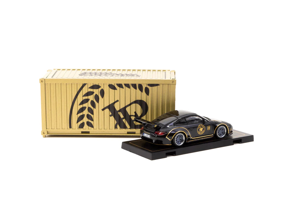 Tarmac Works Porsche Old & New 997 JPS Black with Container 1:64