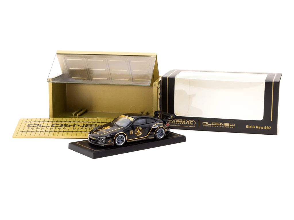 Tarmac Works Porsche Old & New 997 JPS Black with Container 1:64