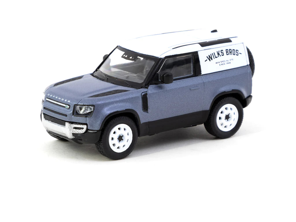 Tarmac Works Land Rover Defender 90 Wilks Bros Blue 1:64
