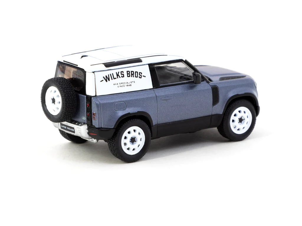 Tarmac Works Land Rover Defender 90 Wilks Bros Blue 1:64