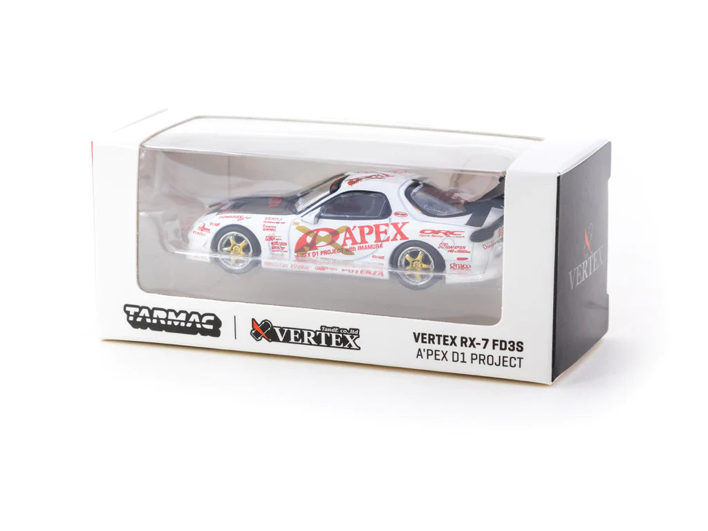 Tarmac Vertex Mazda RX-7 FD3S A'Pex D1 Project White 1:64