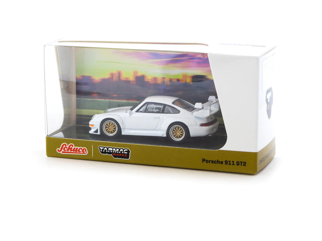 Schuco Tarmac Works Collab64 Porsche 911 GT2 White 1:64
